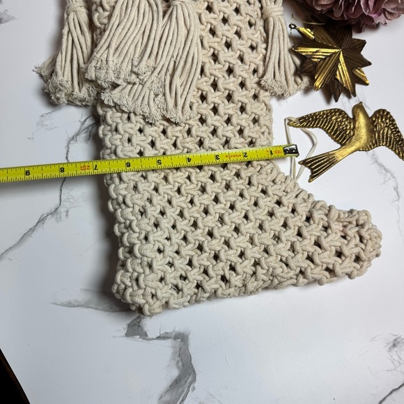 Macrame Cream White Bohemian Christmas Stocking - Picture 7 of 7